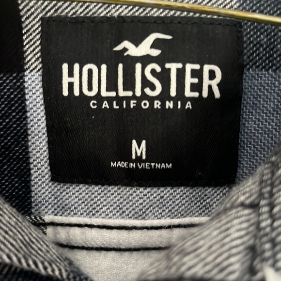 Men’s Medium Hollister Blue and White Flannel shirt - Picture 2 of 3